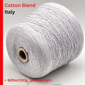 Cotton Strechy Yarn, FLOAT, Premium Italian Yarn by Industria Italiana Filati, Available in Balls and on Cone, Lace Weight, 620m/100g (678y)