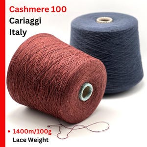 100% Kaschmirgarn, CASHMERE 100, italienisches Luxusgarn von Cariaggi, erhältlich als Knäuel oder Zapfen, Spitzengewicht, 1400 m/100g