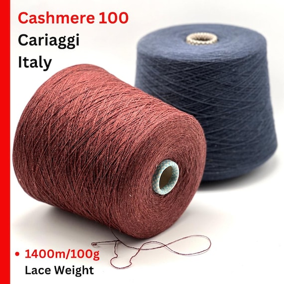 100% Cashmere Yarn, CASHMERE 100, Luxury Italian Yarn by Cariaggi, Available in Balls and on Cones, Lace Weight, 1400m/100g