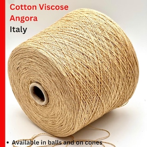 Cotton Viscose Angora Yarn, KATIA, Premium Italian Yarn by Filcom, Available on Cone or in Balls, Fine weight, 750m/100g (820y)