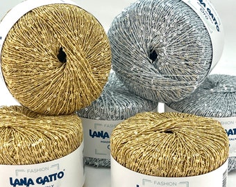 PAILLETTES, ORO, Fashion Sequin Sparkling Knitting Italian Yarn by Lana Gatto, Lace Weight, 93m/25g (102y/0.88oz)