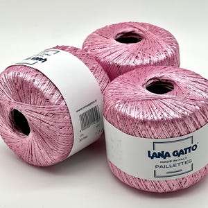 PAILLETTES Sequin Sparkling Knitting Italian Yarn by Lana Gatto, Italy, EXTRA FINE, 25g/195m