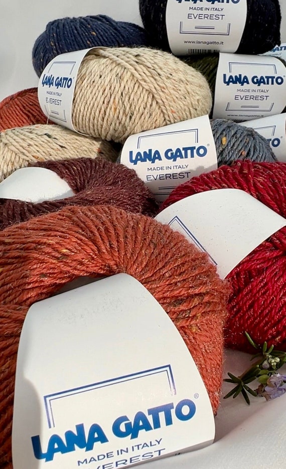 Tweed Yarn Aran Yarn Merino Wool Viscose Yarn EVEREST Lana Gatto Italian Yarn 50g/100m (109 yrds)