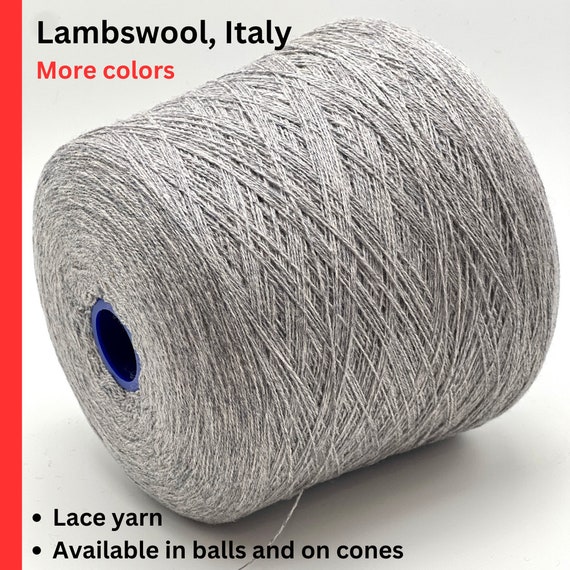 Lambswool Yarn, Italy, Lace Weight, Available on Cone or in Balls, 850m/100g (930y/3.52oz)
