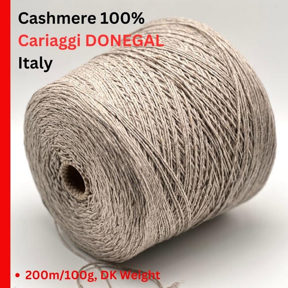 RARE Find: 100% Cashmere Yarn, CASHMERE DONEGAL, Luxury Italian Yarn by Cariaggi, Available in Balls and on Cones, Dk Weight, 200m/100g