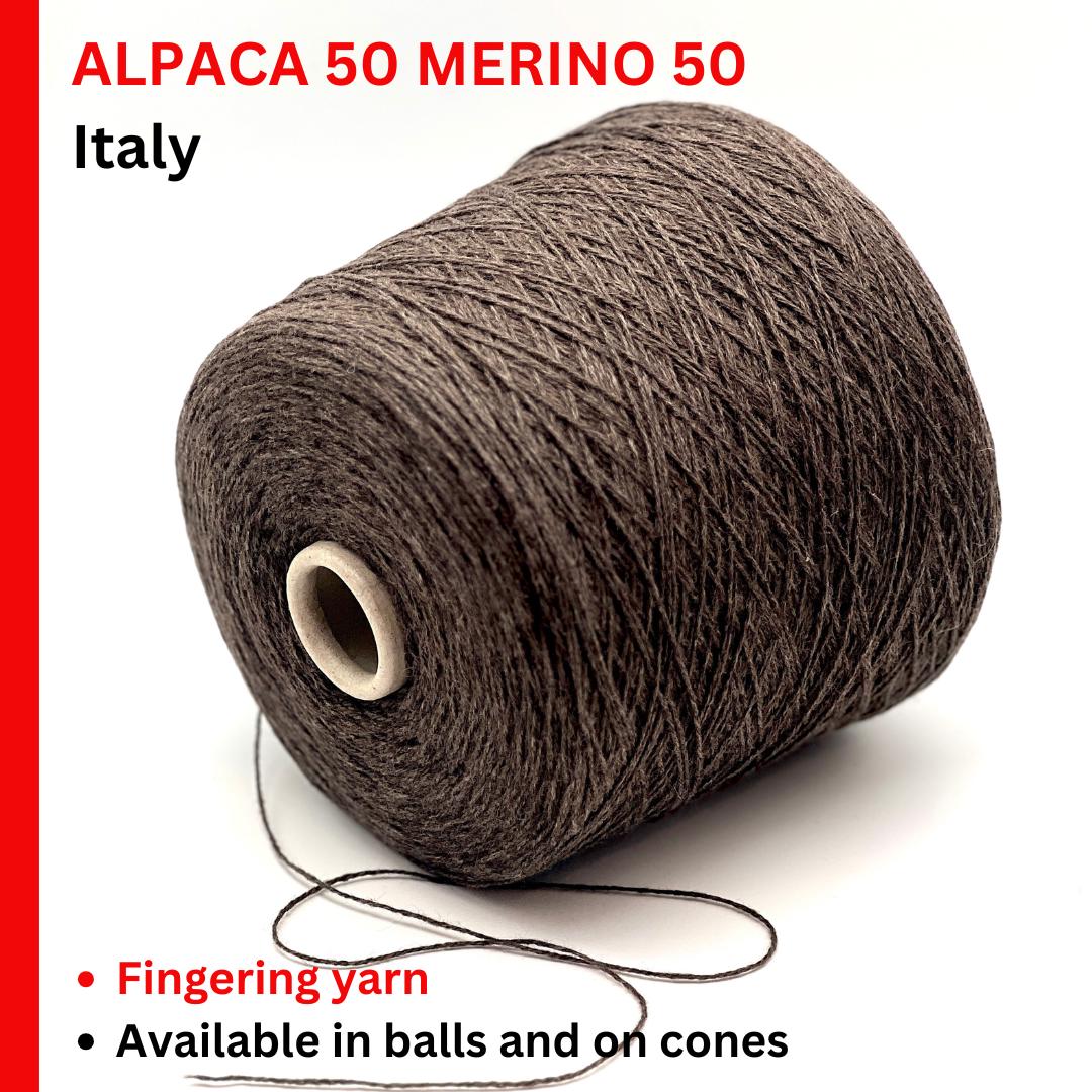 BABY ALPACA Merino Yarn, Premium Italian Yarn, Available in Balls and on Cones, Fingering Weight, 460m/100g (503y)