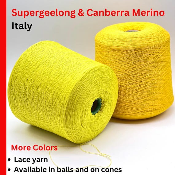 Merino 100 Knitting Yarn, SUPERGEELONG & CANBERRA, Premium Italian Yarn, Available on Cone or in Balls, 1500m-1550m/100g (1640y-1695y)