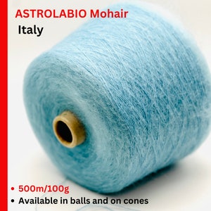 Mohair AUSTROLABIO, Superkid Mohair, Luxurious Italian Yarn, Available in Balls and on Cones, FINE Yarn, 500m/100g  (547y/3.52oz)