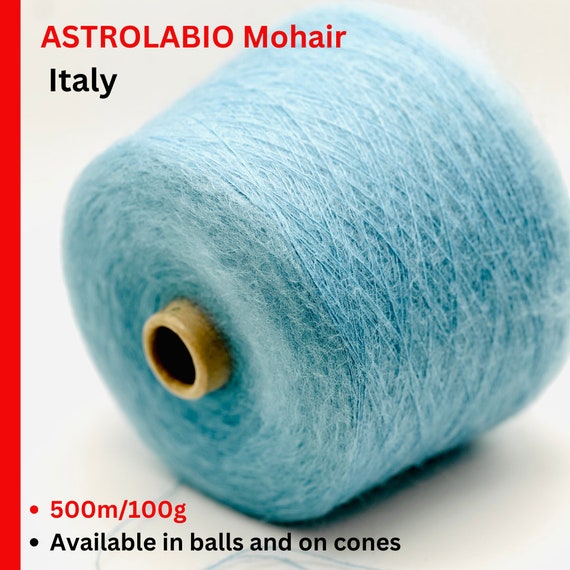 Mohair AUSTROLABIO, Superkid Mohair, Luxurious Italian Yarn, Available in Balls and on Cones, FINE Yarn, 500m/100g  (547y/3.52oz)