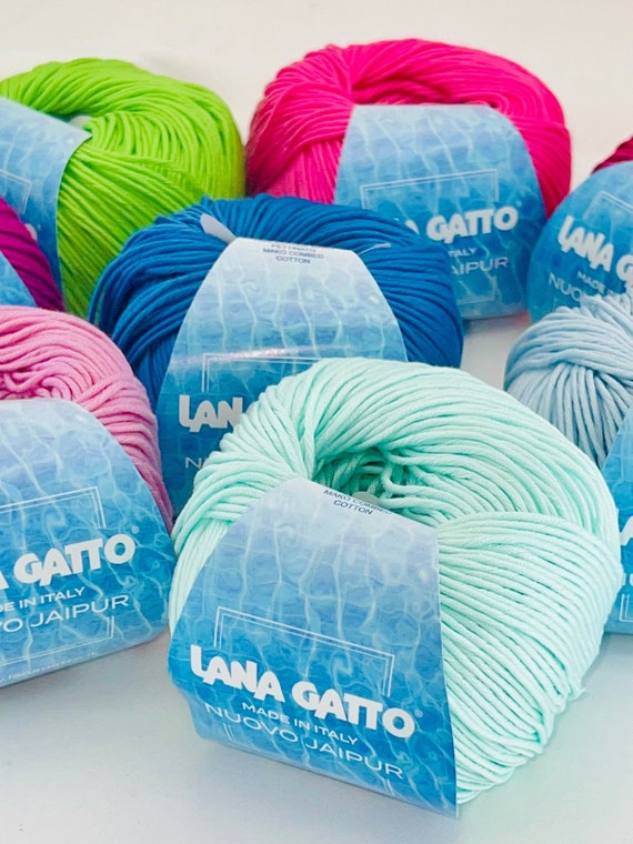 Cotton Yarn, NUOVO JAIPUR, Lana Gatto, 100% Makò Cotton Yarn, Italian Yarn, Tshirt yarn, Hand and Machine Knitting, 50g/100m