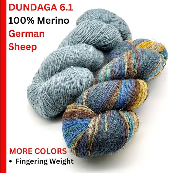 Dundaga 6.1 GERMAN SHEEP 100% Merino Wool Yarn, Available in Skeins or Cake, Fingering Weight Single Ply, 420m/100g