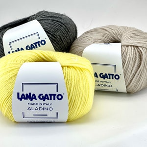 Virgin Wool 50 Acrylic 50 Yarn, Lana Gatto, Aladino, Italian Yarn, Sport Yarn, Socks Yarn, Baby Yarn,  Machine and Hand Knitting, 225m/50g