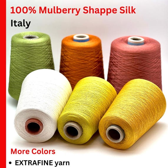 SILK Yarn, 100% Mulberry Shappe Silk, Precious Mulberry Silk by SESIA, Italian EXTRA Fine Yarn, 3000m/100g (3281y/3.52oz)