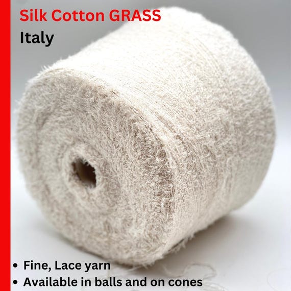 GRASS Silk Cotton Fur Yarn, CICLAMINO, Premium Italian Yarn by RiGo, Available in Balls and on Cones, Lace Weight, 600m/100g