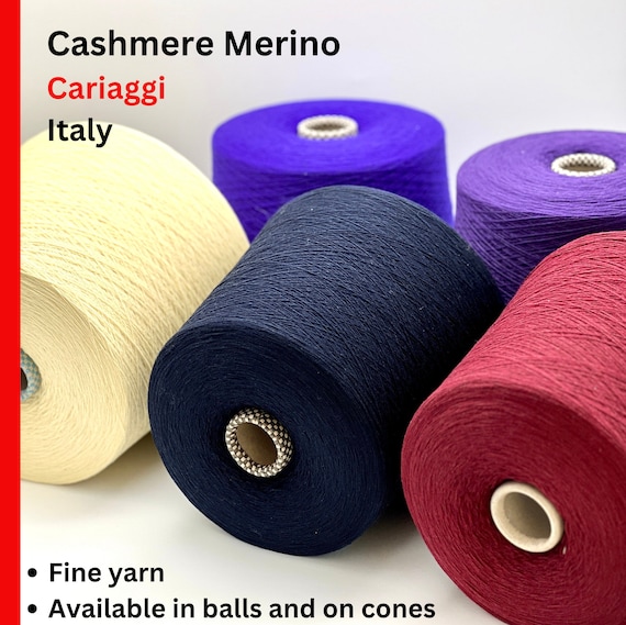Merino 80 Cashmere 20 Yarn, FLANELL, CARIAGGI, Italian Yarn, Available in Balls and on Cones, Lace Weight, 2000m/100g (2187y)