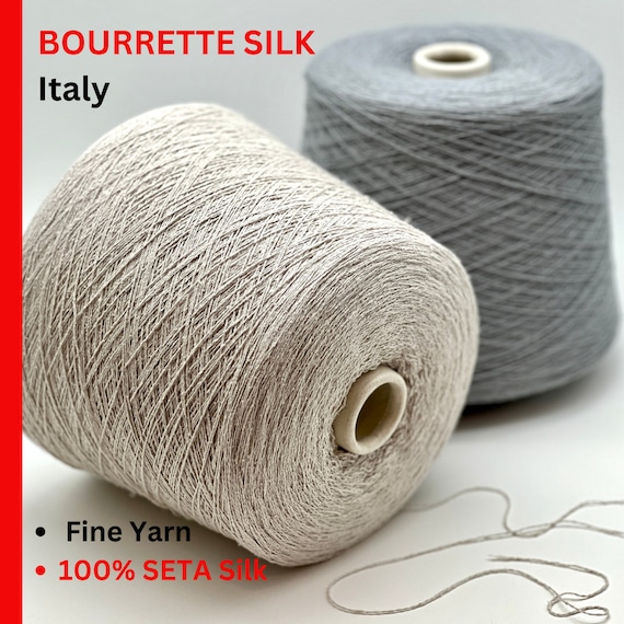 BOURETTE  Silk Yarn, 100% Seta Silk, RiGo Luxury Selection, Available on Cones and in Balls, Weight 750m/100g