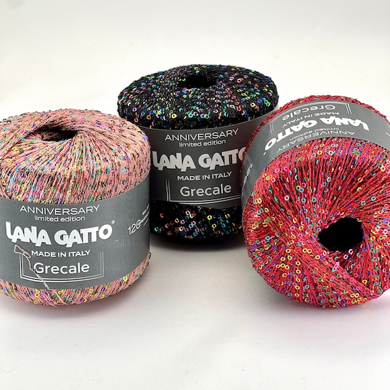 PAILLETTES Yarn, GRECALE, Lana Gatto,  Multicolor Paillettes Yarn, Sequin SparklingYarn, Italian Yarn, Limited Edition Yarn, 25g/112m