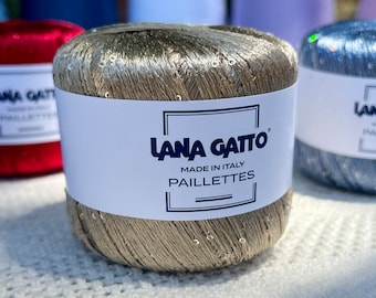 PAILLETTES Sequin Sparkling Knitting Italian EXTRA FINE Yarn from Lana Gatto, Italy, 25g/195m