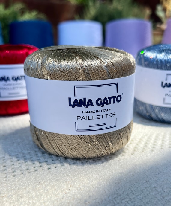 PAILLETTES Sequin Sparkling Knitting Italian EXTRA FINE Yarn from Lana Gatto, Italy, 25g/195m