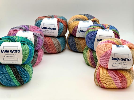 Gradient MERINOCOT, Merino Cotton Yarn, Lana Gatto, New Winter 2025 Collection from Italy, Tshirt Yarn, 50g/125m (136y)
