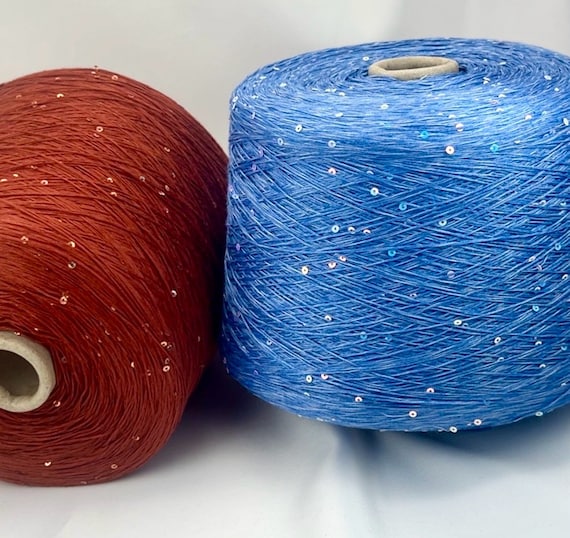 PAILLETTES LINEN Yarn, Sparkling Yarn, Tshirt Yarn, Linen Yarn, Yarn on Cone, Flax Yarn, Italian Yarn, Yarn on Cone, 100g/500m