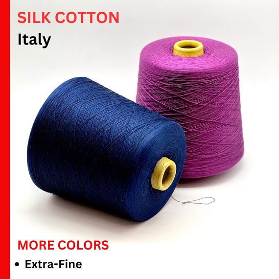 Silk Cotton Yarn, SEASILK, Premium Italian Yarn by Emilcotoni, Extra-Fine Yarn, Weight Varies By Color