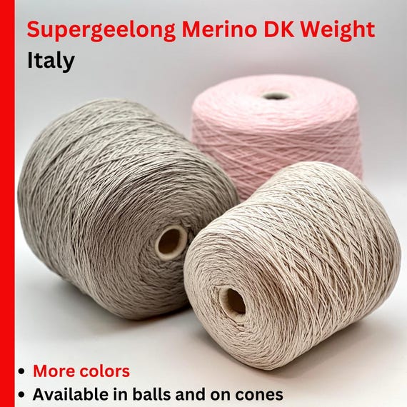 Merino 100 DK Yarn, SUPERGEELONG, Premium Italian Yarn, Available on Cone or in Balls, 320m/100g (349y)