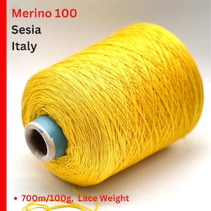 Merino Yarn, MISTRAL, Premium Italian Yarn by Sesia Available in Balls and on Cones, Lace Weight, 350m/100g (382y)