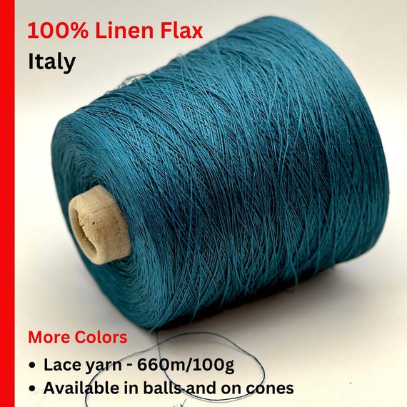 LINEN Yarn, SUPERLINO, Toscano, Premium 100% Pure Linen Flax Italian Yarn, Available in Balls and on Cones, 660m/100g (722y/3.52oz)