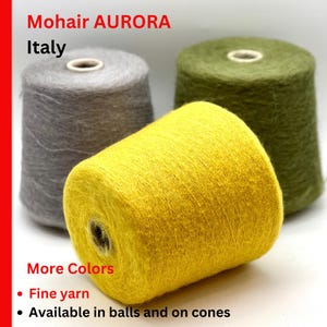 Mohair Yarn, AURORA, Premium Italian Superkid Mohair Blend by Ilaria, Available on Cone or in Balls, Lace Weight, 1000m/100g (1094y)