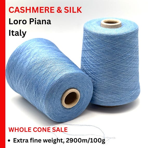 WHOLE Cone Sale: Cashmere Silk Yarn, ROYAL, Premium Italian Yarn by Loro Piana, Extra-Fine Weight, 2900m/100g (3171y)
