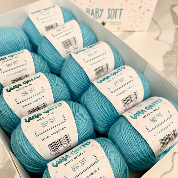 BABY Soft Yarn, Tshirt Yarn, 100% Merino, Lana Gatto, Italian Yarn, Crochet Yarn, Aloe Vera Yarn, Summer Yarn, Hypoallergic Yarn, 50g/170m