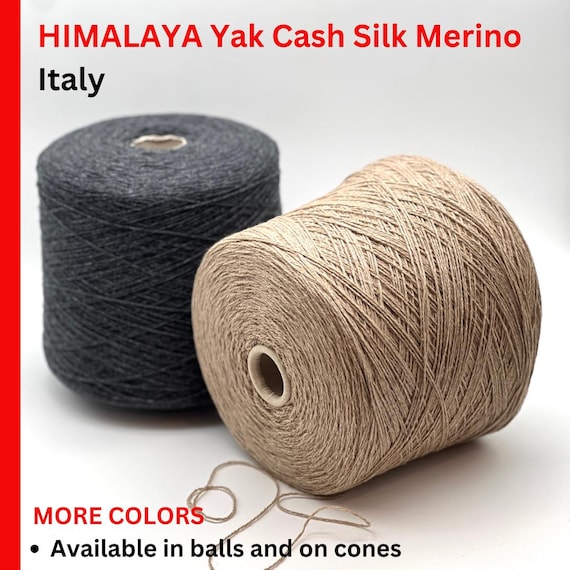 Yak Cashmere Silk Merino Cotton Yarn, HIMALAYA, Premium Italian Yarn by GG Filati, Available in Balls and on Cones, Lace Weight, 500m/100g