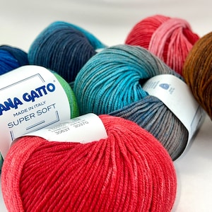 SUPER SOFT, 100% Merino Yarn, Lana Gatto, Gradient Yarn, PRINT Colors Collection, Italian Yarn, Machine  and Hand Knitting, 125m/50g