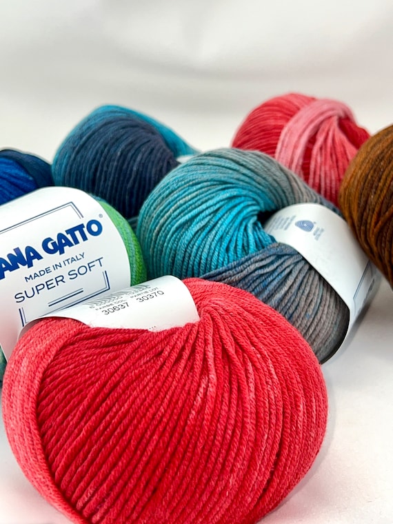 SUPER SOFT, 100% Merino Yarn, Lana Gatto, Gradient Yarn, PRINT Colors Collection, Italian Yarn, Machine  and Hand Knitting, 125m/50g