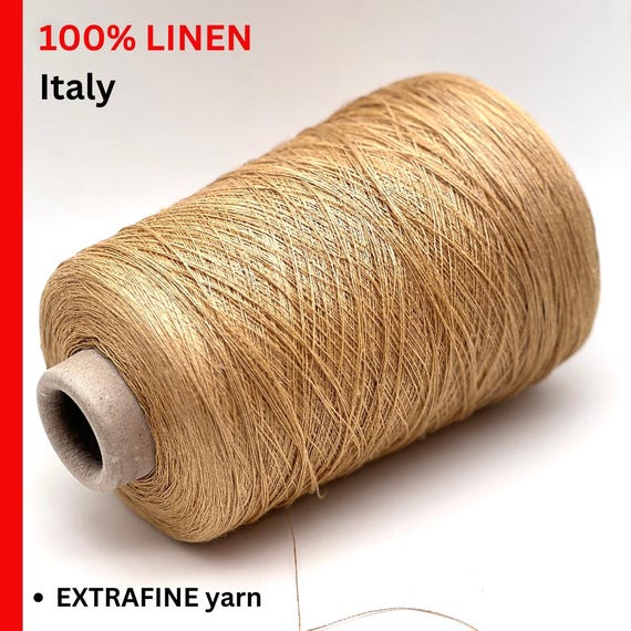 LINEN Yarn, TOSCOLINO, Toscano, Premium 100% Pure Linen Flax Italian Yarn, Available in Balls and on Cones, 1300m/100g (1422y/3.52oz)