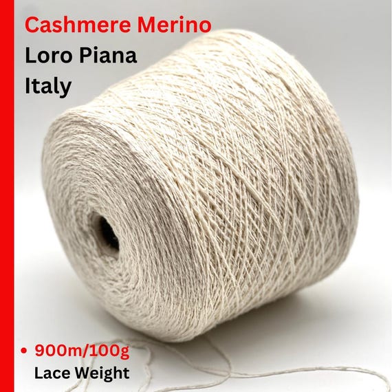 Cashmere 50 Merino 50 Yarn, GRANITE, Luxury Italian Yarn by Loro Piana, Available in Balls or on Cones, Lace Weight, 100g/900m