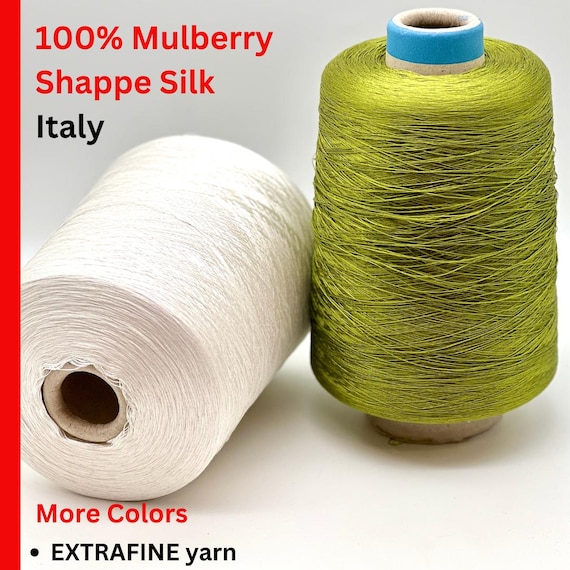 SILK Yarn, 100% Mulberry Shappe Silk, Precious Mulberry Silk by SESIA, Italian EXTRA Fine Yarn, 3000m/100g (3281y/3.52oz)