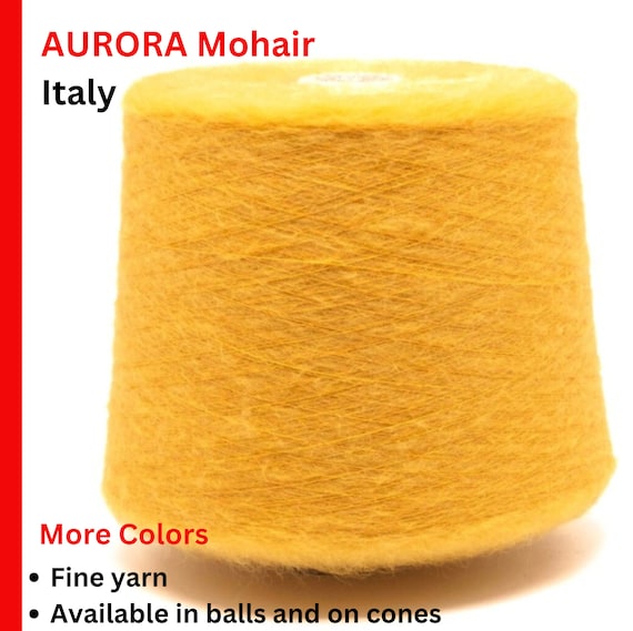 Mohair AURORA, Superkid Mohair, Premium Italian Yarn, Lace Yarn, Available in Balls and on Cones, 100g/1000m