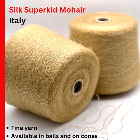 Silk Mohair Yarn, POLIPELI, Luxurious Ultra Soft Italian Yarn Available on Cones and in Balls, Superfine Weight, 1000m/100g (1094y)