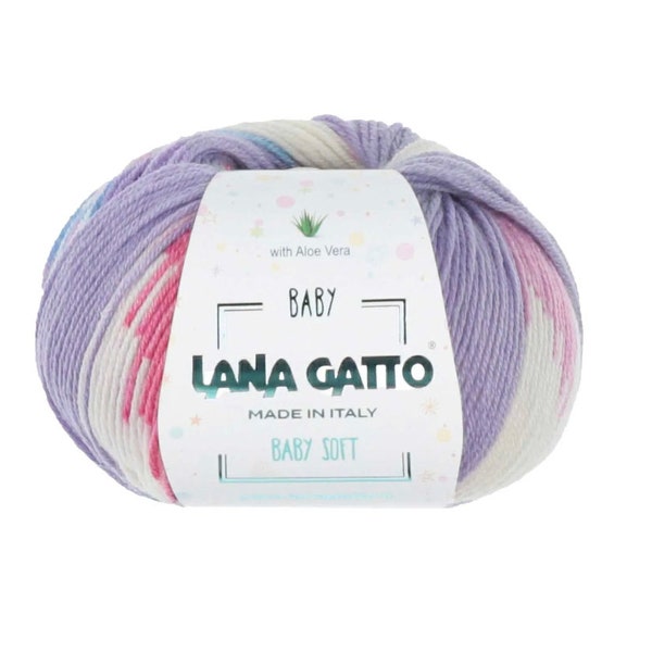 BABY Soft Yarn, Tshirt Yarn, 100% Merino, Lana Gatto, Italian Yarn, Crochet Yarn, Aloe Vera Yarn, Summer Yarn, Hypoallergic Yarn, 50g/170m