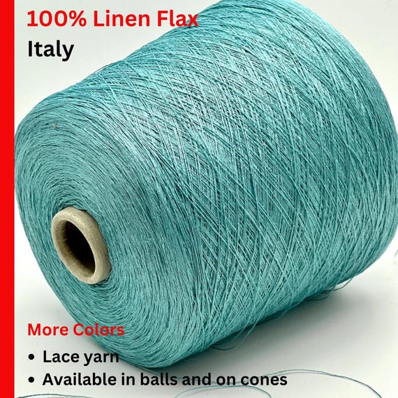 LINEN Yarn, TOSCOLINO, Toscano, Premium 100% Pure Linen Flax Italian Yarn, Available in Balls and on Cones, 1300m/100g (1422y/3.52oz)