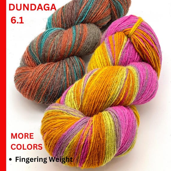 Dundaga 6.1 Wool Merino Multicolored 100% Natural Rustic Gradient Yarn, Available in Skeins or Cake, Fingering Weight, Single Ply, 420m/100g