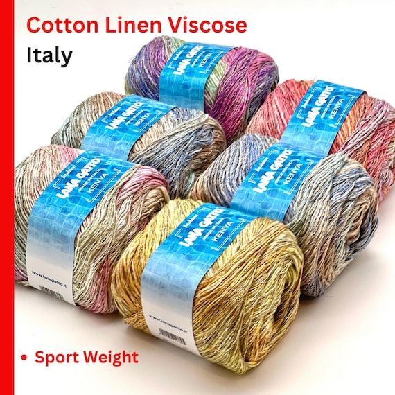Cotton Linen Viscose Yarn, KENYA, Premium Italian Yarn by Lana Gatto, Fashion Collection SUMMER 2025, 100g/250m