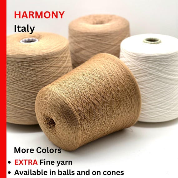 Merino Wool, HARMONY, Lana Gatto, 100% Merino, Premium Italian Yarn, Available on Cone or in Balls,  EXTRA FINE 2400m/100g (2625y/3.52oz)