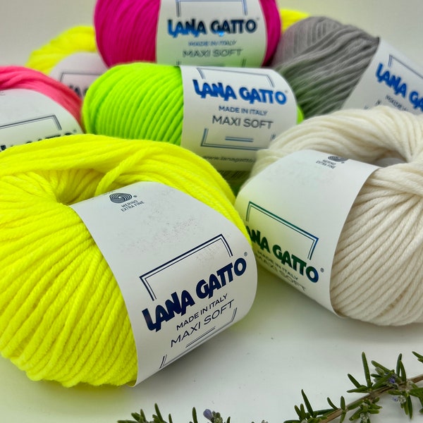 MAXI SOFT 100% Merino Wool Knitting Yarn, Lana Gatto, Italian Yarn, Aran Weight Knitting Yarn, 50g/90m
