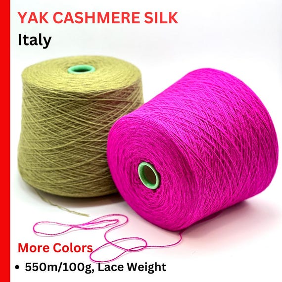 YAK Cashmere Silk Yarn, LHASA, Limited Quantity Luxury Italian Yarn by Filcom, Available in Balls and on Cones,  550m/100g (601y)