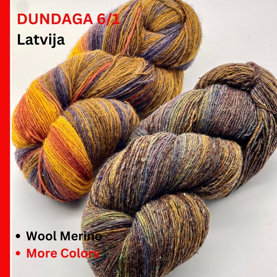 Dundaga Wool Merino Multicolored 100% Natural Rustic Gradient Yarn, Available in Skeins or Cakes, Lace 6/1 Fingering Socks Weight