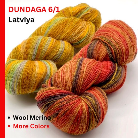Dundaga Wool Merino Multicolored 100% Natural Rustic Gradient Yarn, Available in Skeins and Cakes, Lace 6/1 Fingering Socks Weight