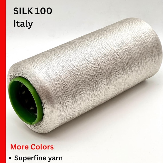 SILK Yarn, Botto Giuseppe Mulberry, 100% Pure Silk, Italian Yarn on Cone, Extra Fine Yarn, 3000m/100g (3281y/3.52oz)